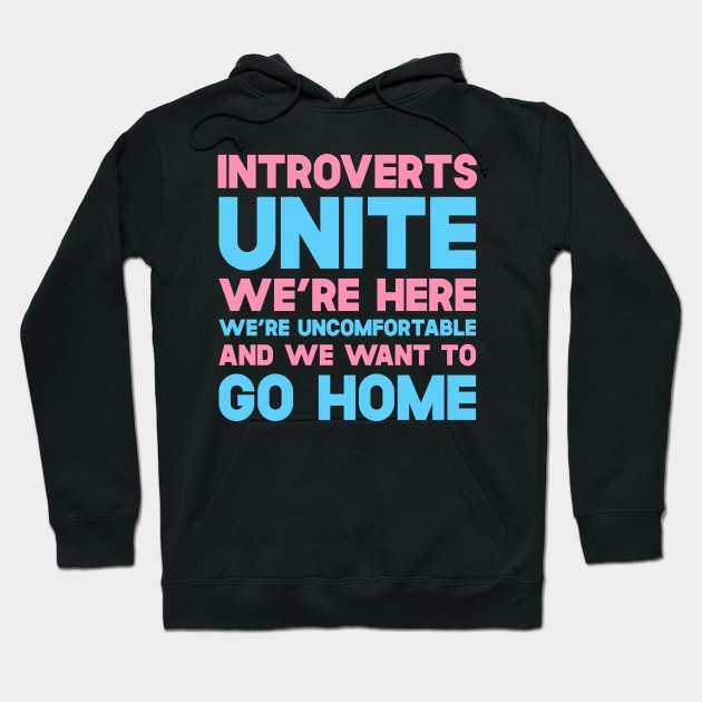 Introverts Unite We're Here We're Uncomfortable And We Want To Go Home Hoodie by SusurrationStudio